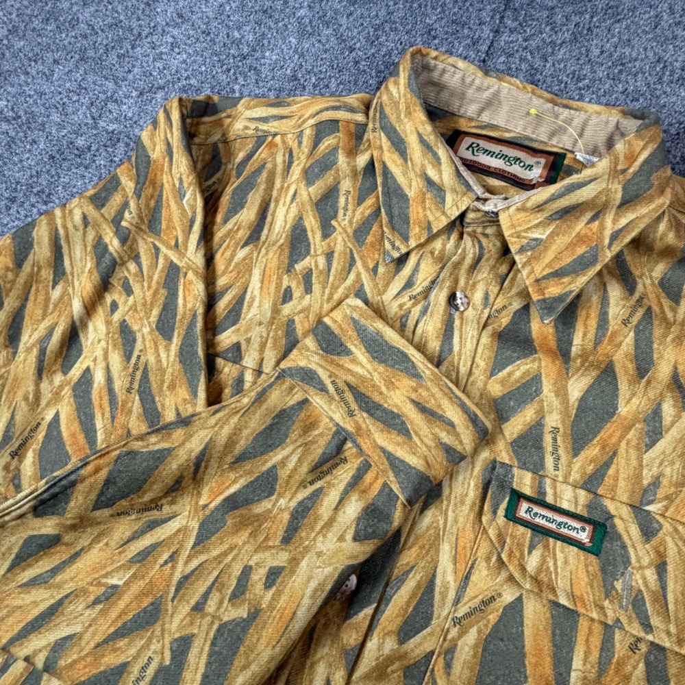 VTG 90s Remington Marsh Grass Camo Hunting Shirt Mens XL Long Sleeve Made in USA